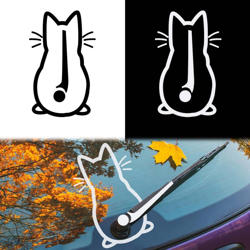 witeup 2 Stück Katzen Wischer Aufkleber, Anime Aufkleber Auto Scheibenwischer, Niedlich Schwanz Katzen Sticker, Autoaufkleber Lustige, Auto Aufkleber Sticker Katzen von witeup