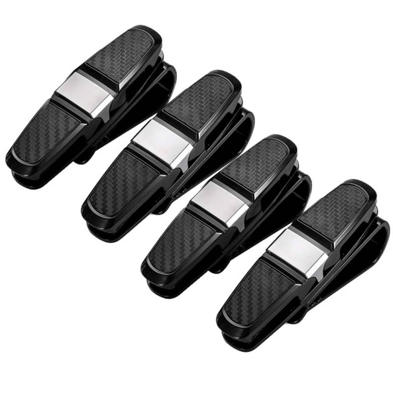 4er Pack Brillenhalter für Auto Sonnenblende,Sonnenbrillenhalterung,Brillenhalterung,Doppelenden Sunglasses Clip (Schwarz) von witgift