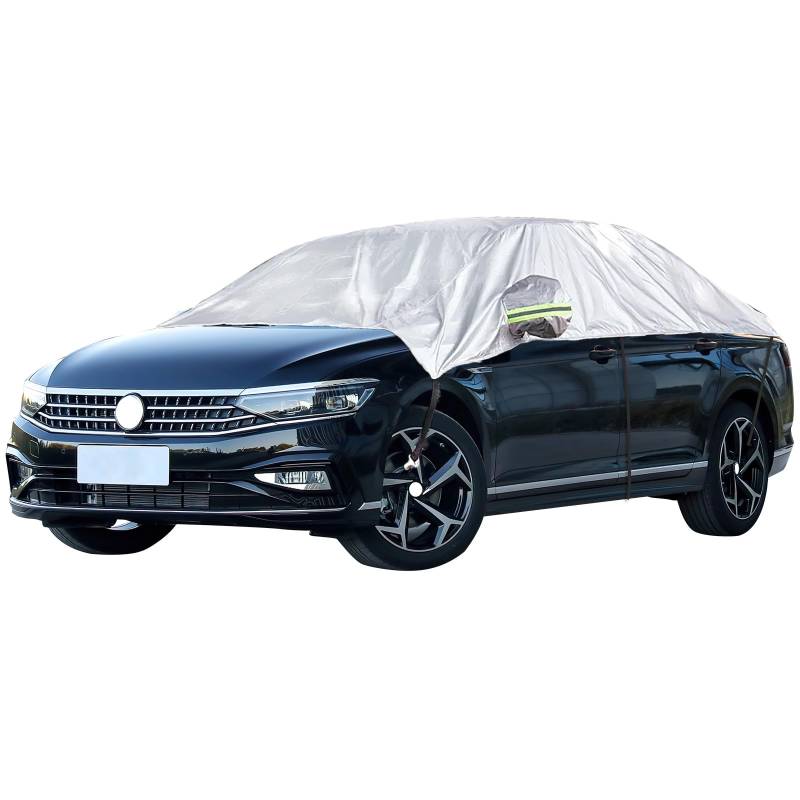 woejgo Halbgarage Auto Winter, Car Windshield Snow Cover, Abdeckplane wasserdichte Autoabdeckung Halbe Autoplane Frontscheibenabdeckung, Protects Your Windshield and Roof (Limousinen) von woejgo