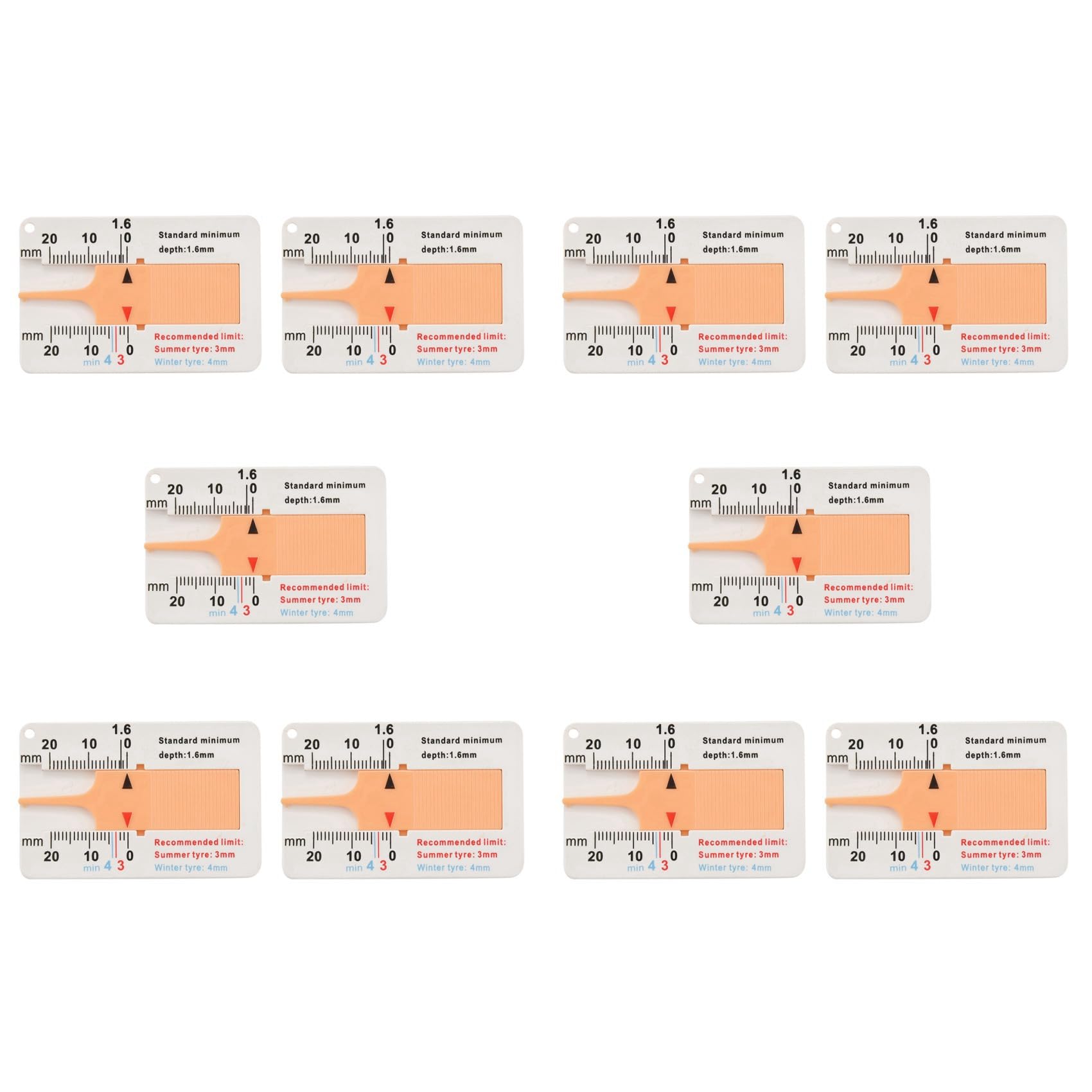 worien 10X Reifenprofil Tiefenmesser Auto Motorrad Anhaenger Van Wheel von worien