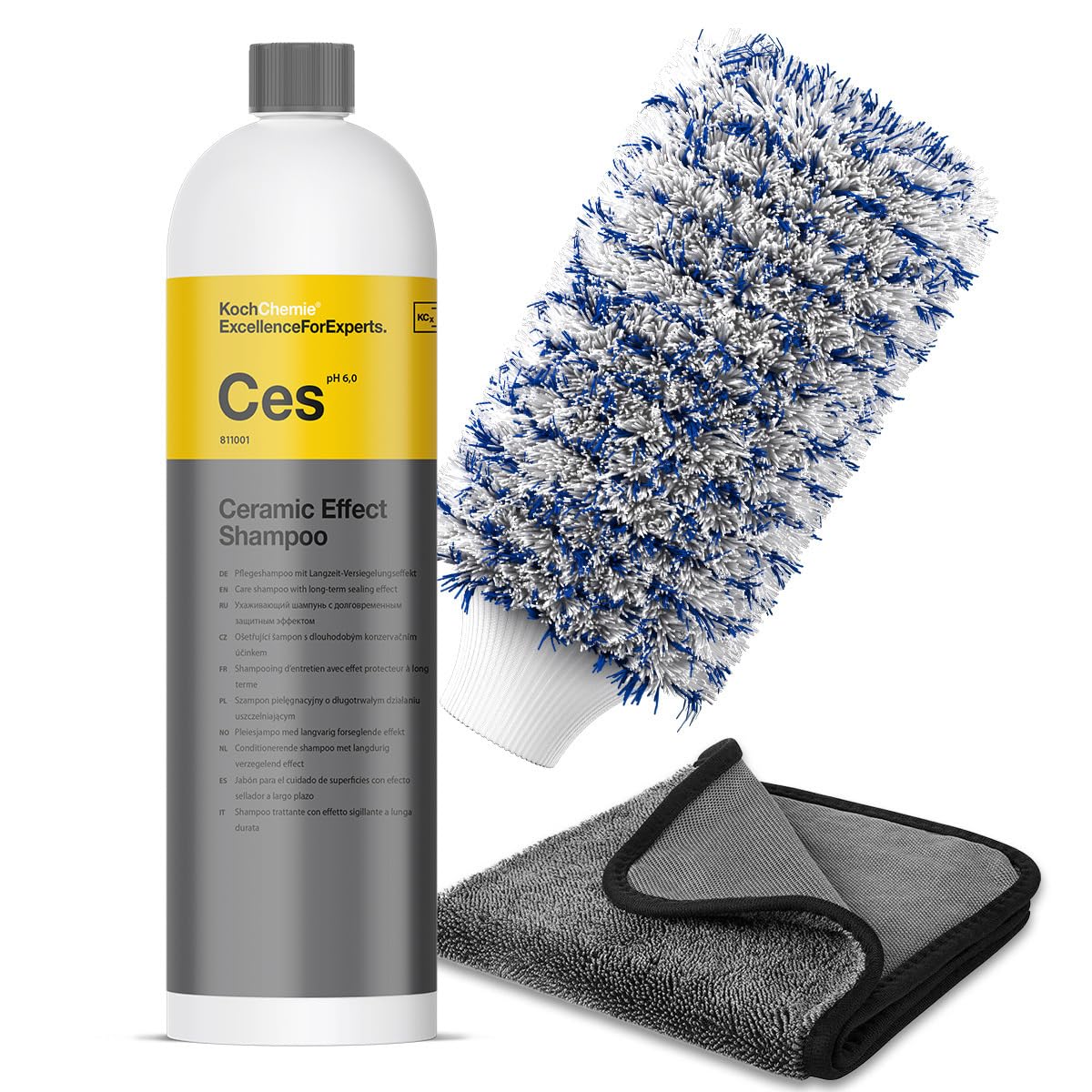 Koch Chemie Ceramic Effect Shampoo mit Trockentuch Plus Waschhandschuh Auto Wasch Set Ceramic Versiegelung Ceramic Set von wortek