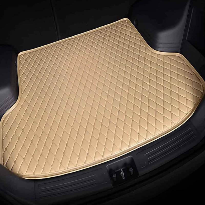 Auto Leder Kofferraummatten für Ford B-MAX 2012-2018, Langlebiges Wasserdicht Kratzfest Kofferraumwanne Schutzmatte Innenraum ZubehöR,Beige von woshisanni