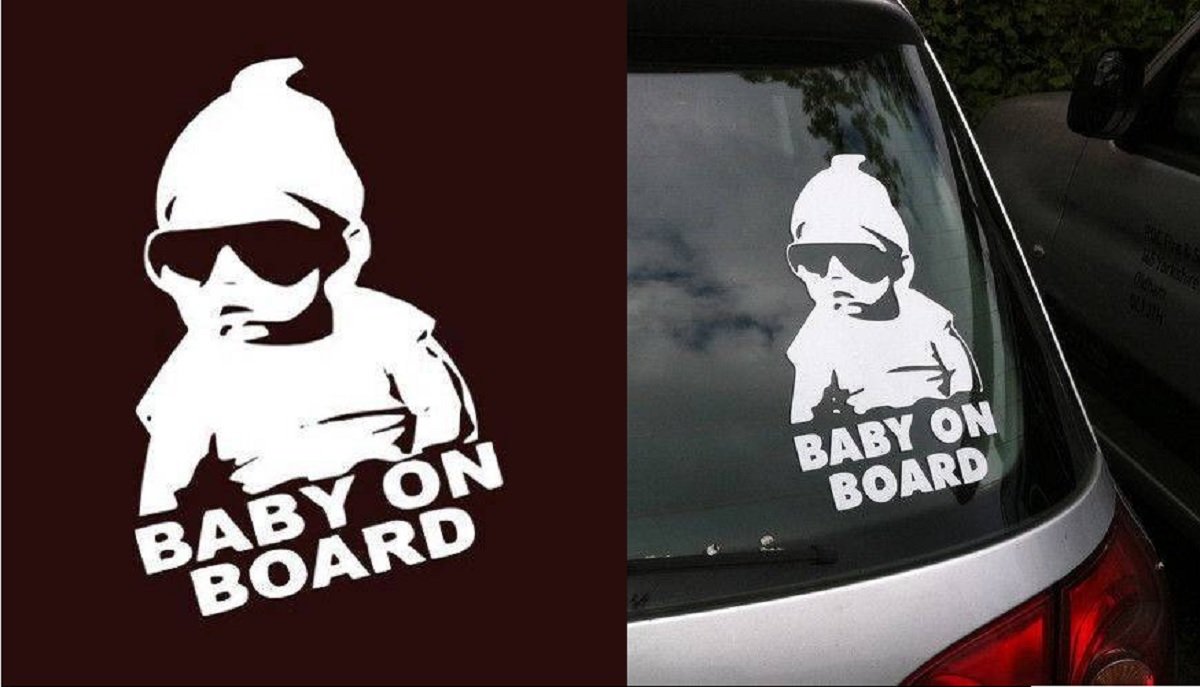 ws Baby On Board COOL Lustig Aufkleber Sticker Silber für Auto KFZ Fenster von ws