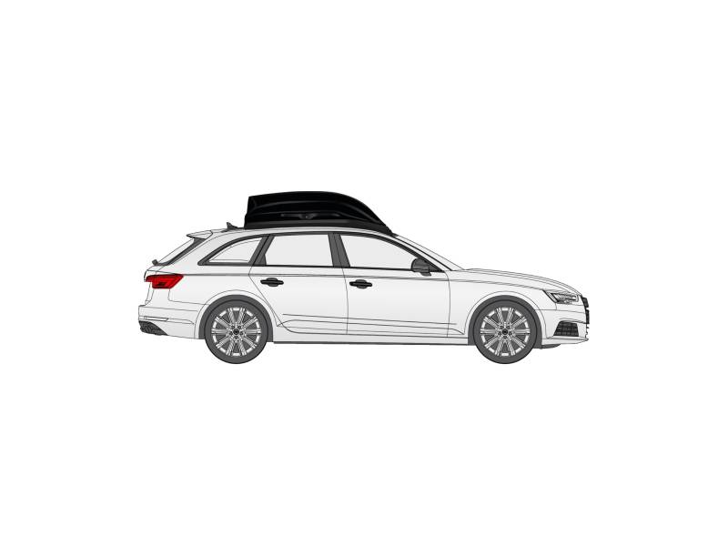 wyde pack explore Dachbox für Audi A4 Avant (5.Gen ab 2015) (B9) (M - 460L) von wyde pack