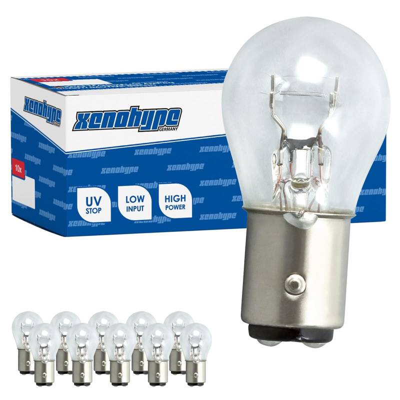 10x P21/4W XENOHYPE Premium BAZ15d 12 V 21/4 Watt Kugellampe von XENOHYPE