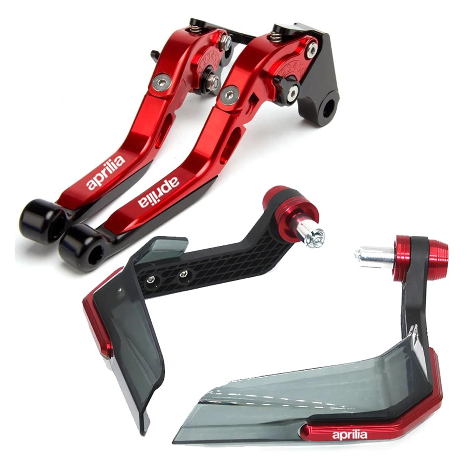 Motorrad-Handprotektorenschutz Für Aprilia RS660 Tuono 660 2020-2021 Motorrad CNC Einstellbare Klapp Bremse Kupplung Hebel Winddicht Handschutz Hand Schild(Red-B) von xiaobin