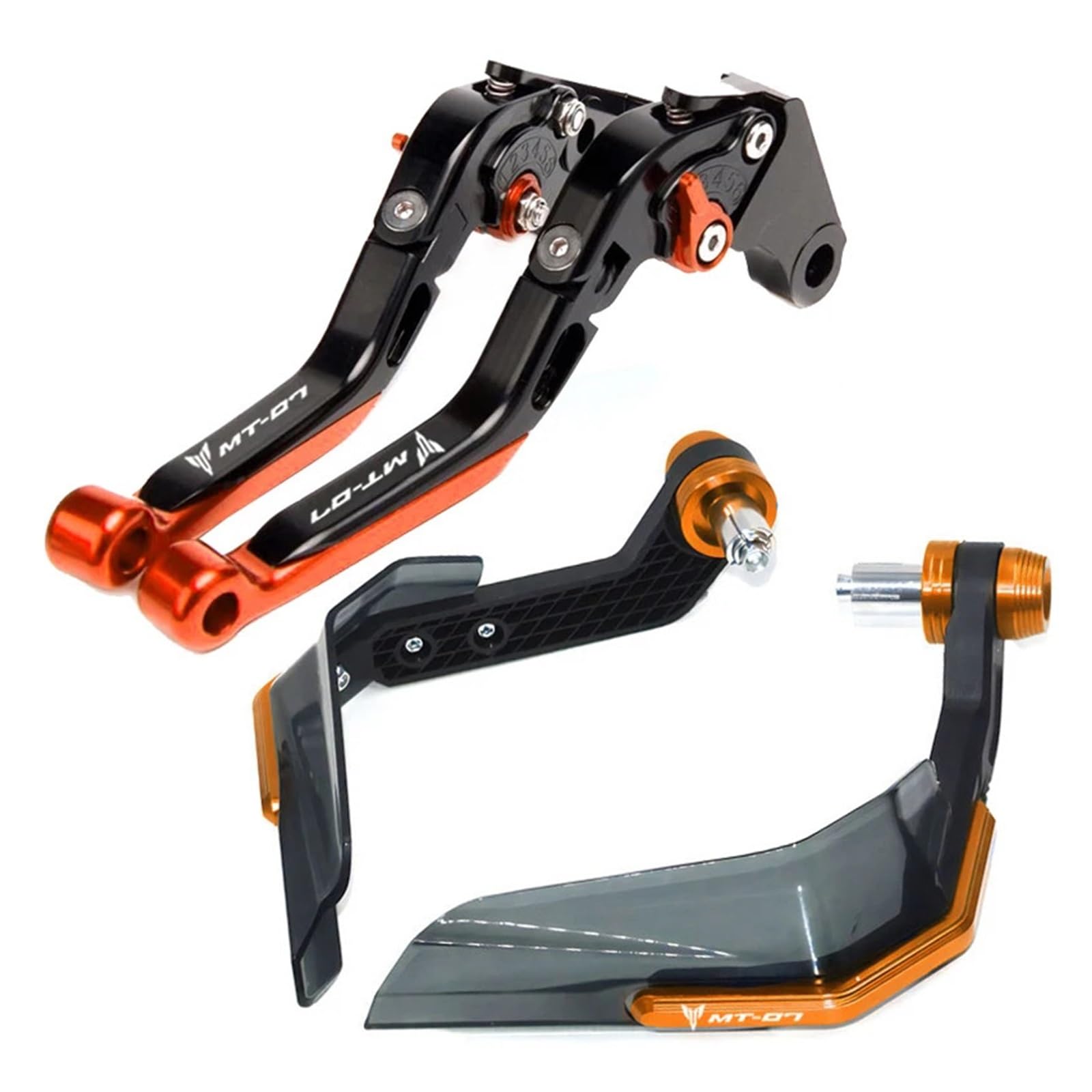 Motorrad-Handprotektorenschutz Für MT07 2013–2022 Motorrad-Lenkerhebel, winddichter Schutz, Handschutz, Brems- und Kupplungshebel(Orange-B) von xiaobin