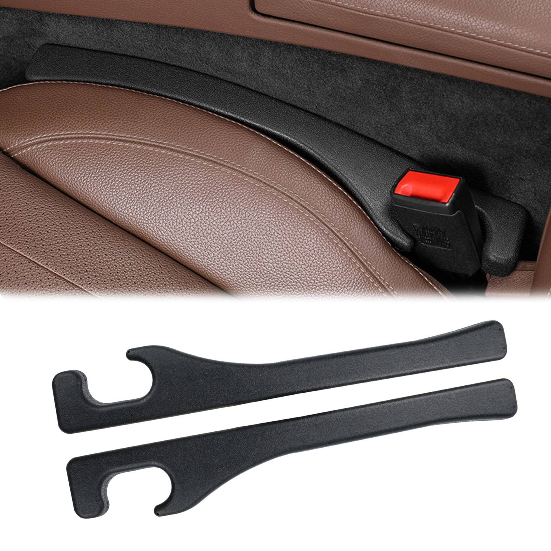 Autositz Lückenfüller, Car Seat Gap Filler aus Kunstleder, Universal Autositz-Spaltfüller für die Meisten Modelle von Autos,38.5 x 6.5 x 3 cm (2 Stück, Schwarz) von xiruiubao