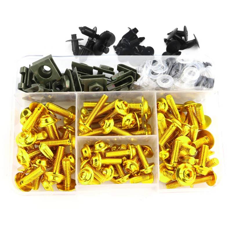 Xitomer Aftermarket Universal-Verkleidungsschrauben-Kits für Suzuki GSXR1000, Honda CBR600RR, Yamaha, Kawasaki Ninja 650R ER-6F EX-6 ER-6N, Aprilia RSV4 (Gold) von xitomer