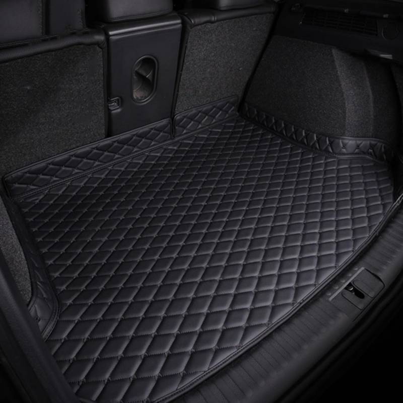 Auto Kofferraum Schutzmatte für Benz GLK SUV (X204) 2008 2009-2015, Leder Kofferraummatten Langlebiges Kratzfest Kofferraum Schutzmatte Interieur Zubehör,A All black von xytdatc