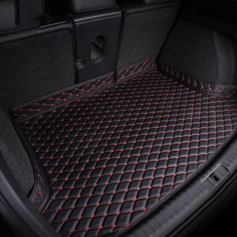 Auto Kofferraum Schutzmatte für Focus 5-door Hatchback (C519) IV 2018-2023-, Leder Kofferraummatten Langlebiges Kratzfest Kofferraum Schutzmatte Interieur Zubehör,B Black Red von xytdatc