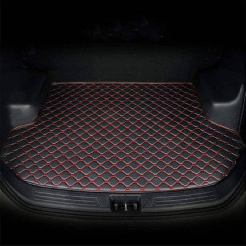 Auto Kofferraum Schutzmatte für VW Atlas 6-seat / 7-seat 2017 2018 2019 2020, Leder Kofferraummatten Langlebiges Kratzfest Kofferraum Schutzmatte Interieur Zubehör,Black Red von xytdatc