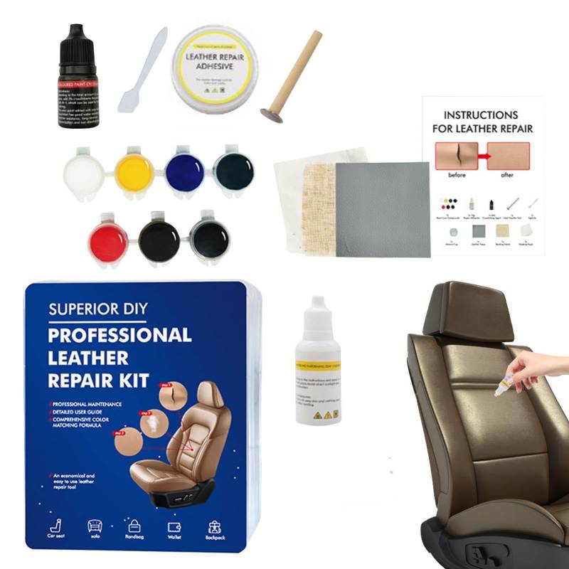 yanzisura Leder Reparatur Set 7 Farben Lederreparatur Creme Mixbar Fiussigleder Reparatur Creme Set Kunstleder Reparaturset Lederfarbe Creme Leder Reparatursätze Furs Autositze, Sofa, Lederjacke von yanzisura