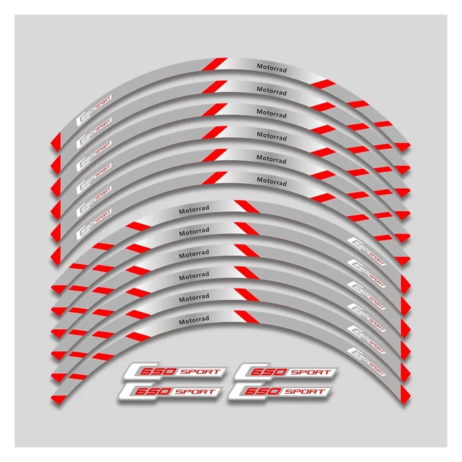 Für C650 Sport C650SPORT Motorrad Räder Nabe Aufkleber Reifen Dekorative Aufkleber Reflektierende Streifen Aufkleber Band Set Motorrad-Felgenaufkleber(2L B Red) von yjzYHL