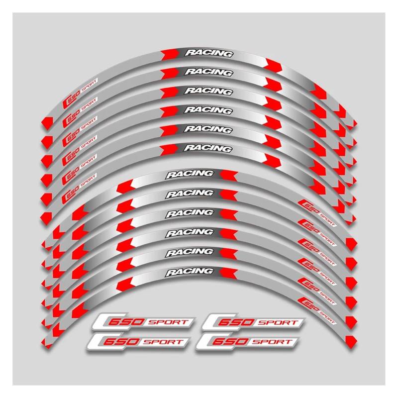 Für C650 Sport Für C650SPORT Motorrad Räder Aufkleber Felge Reifen Dekorative Aufkleber Reflektierende Streifen Band Set Motorrad-Felgenaufkleber(1L B Red) von yjzYHL