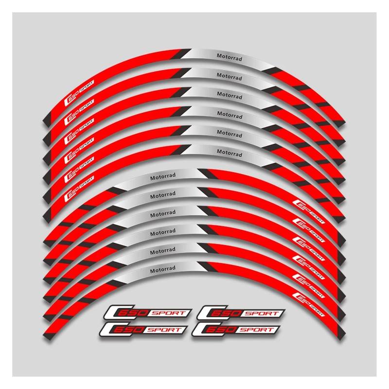 Für C650 Sport Für C650SPORT Motorrad Räder Aufkleber Felge Reifen Dekorative Aufkleber Reflektierende Streifen Band Set Motorrad-Felgenaufkleber(2L A Red) von yjzYHL