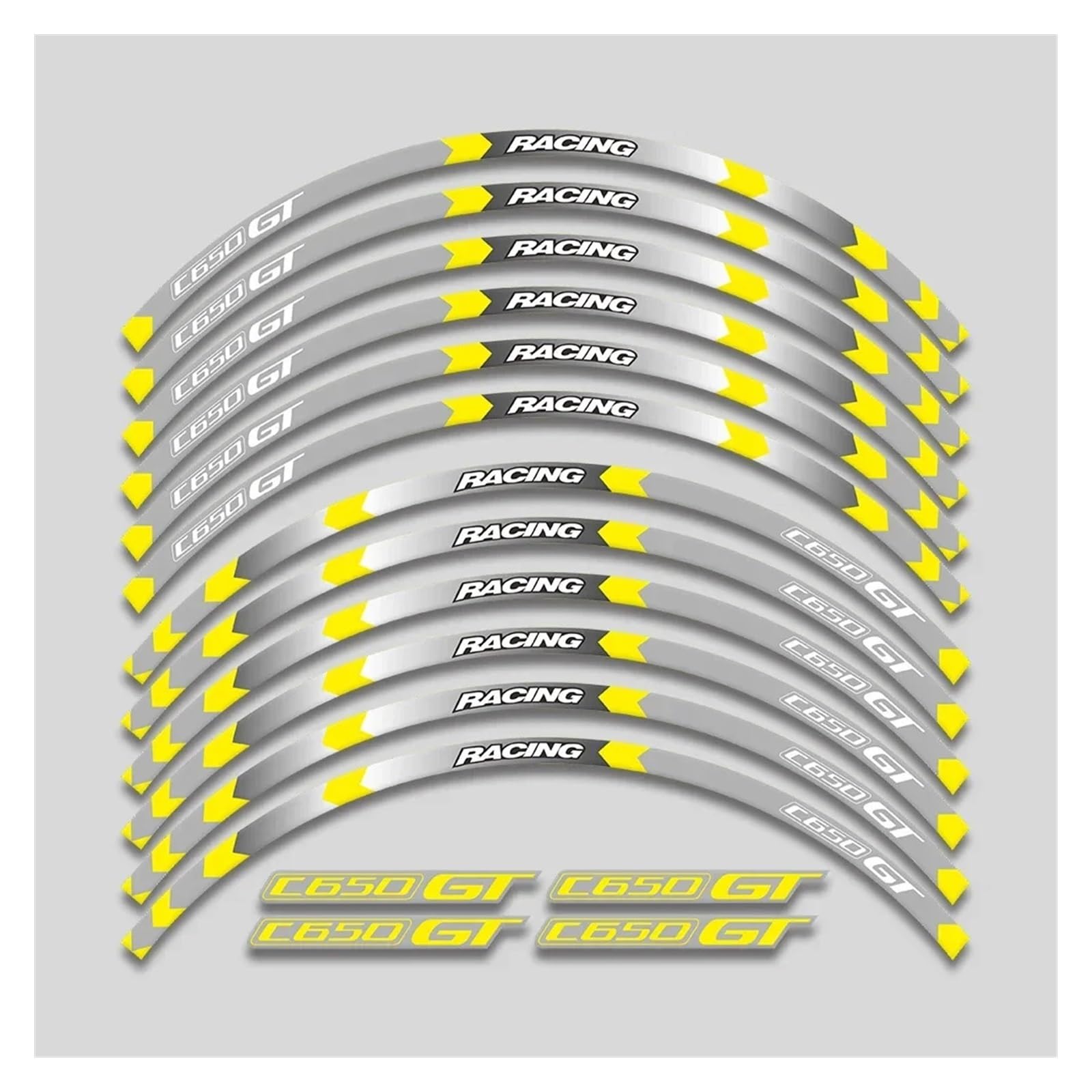 Für C650GT C 650GT 650 C650 Gt Motorrad Radnabe Aufkleber Felge Reflektierende Streifen Dekorative Aufkleber Band Set Motorrad-Felgenaufkleber(1L B Yellow) von yjzYHL