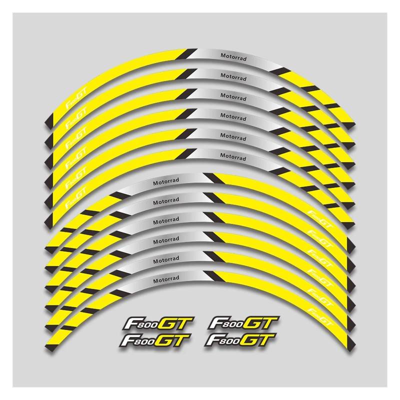 Für F800GT F 800GT 800 F800 Gt Motorrad Räder Hub Aufkleber Dekorative Aufkleber Felge Reflektierende Streifen Band Set Motorrad-Felgenaufkleber(2L A Yellow) von yjzYHL