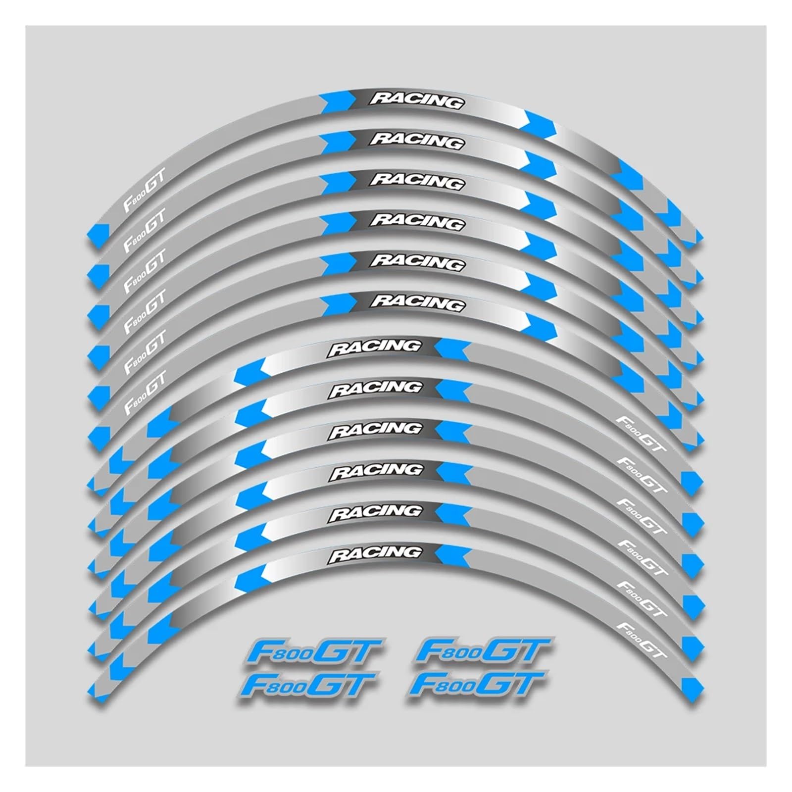 Für F800GT F 800GT F800 Gt Motorrad Räder Aufkleber Wasserdicht Dekorative Aufkleber Felge Reifen Reflektierende Streifen Set Motorrad-Felgenaufkleber(1L B Bule) von yjzYHL