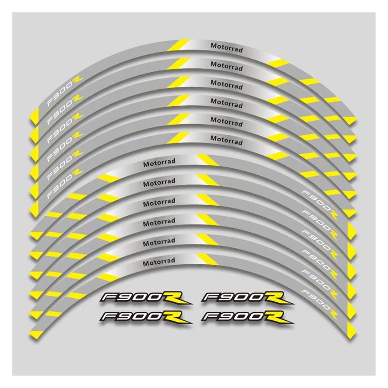 Für F900R F 900R 900 F900 R Motorrad Räder Hub Aufkleber Felgen Aufkleber Streifen Wasserdicht Dekorative Aufkleber Band Motorrad-Felgenaufkleber(2L B Yellow) von yjzYHL