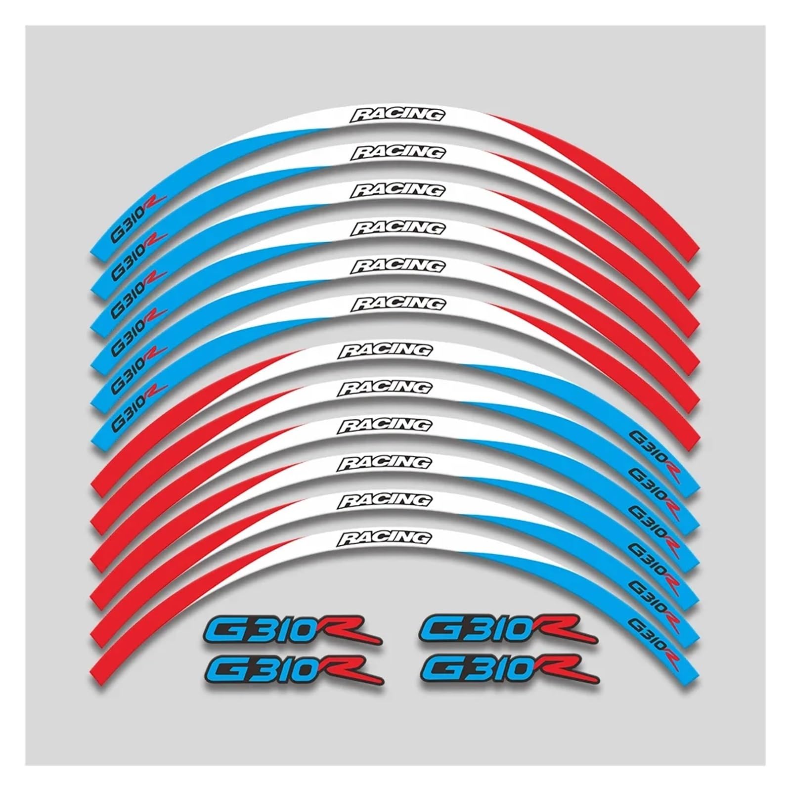 Für G310R G 310R Motorrad Rad Abziehbilder Wasserdicht Reflektierende Aufkleber Felgenstreifen Motorrad-Felgenaufkleber(3L A Red White Bule) von yjzYHL