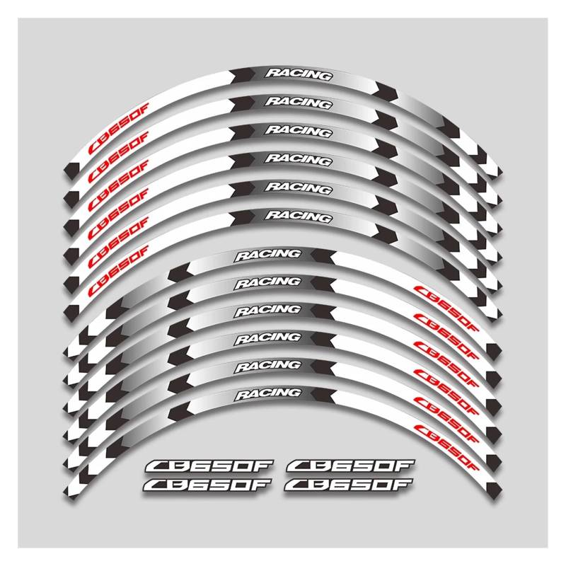 Für H&ONDA CB650 F CB 650F Cb650f Motorradräder Aufkleber Felge Reifen wasserdicht reflektierende Streifen dekorative Aufkleber Motorrad-Felgenaufkleber(1L A White) von yjzYHL