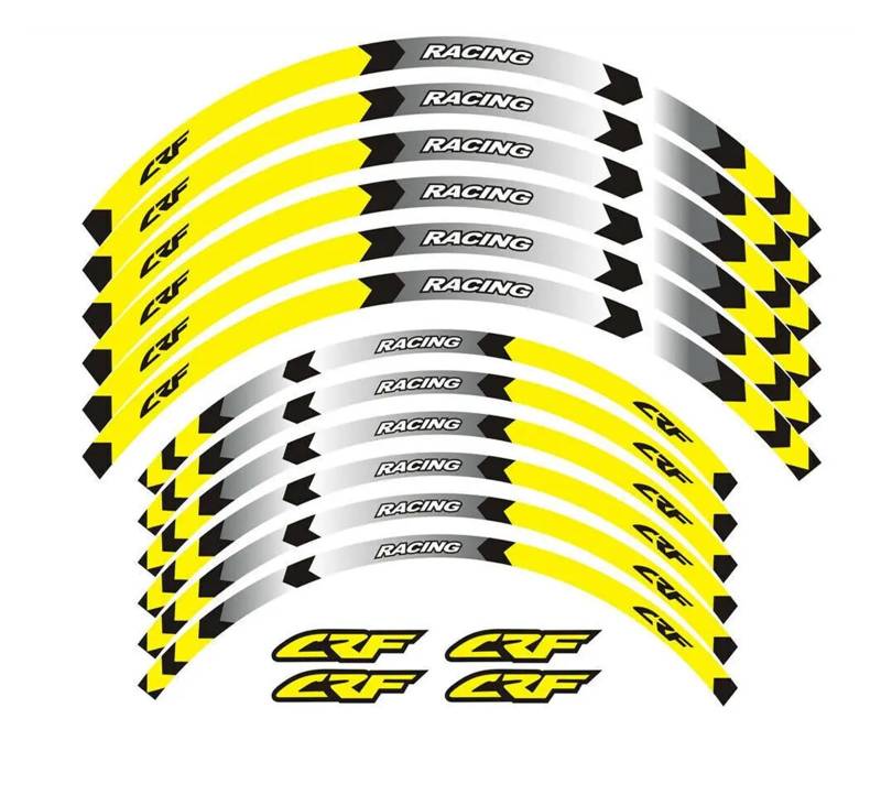 Für H&ONDA CRF 250L/F/LE/R/X Motorrad-Radaufkleber, wasserdicht, reflektierende Aufkleber, Felgenstreifen Motorrad-Felgenaufkleber(Yellow 2) von yjzYHL