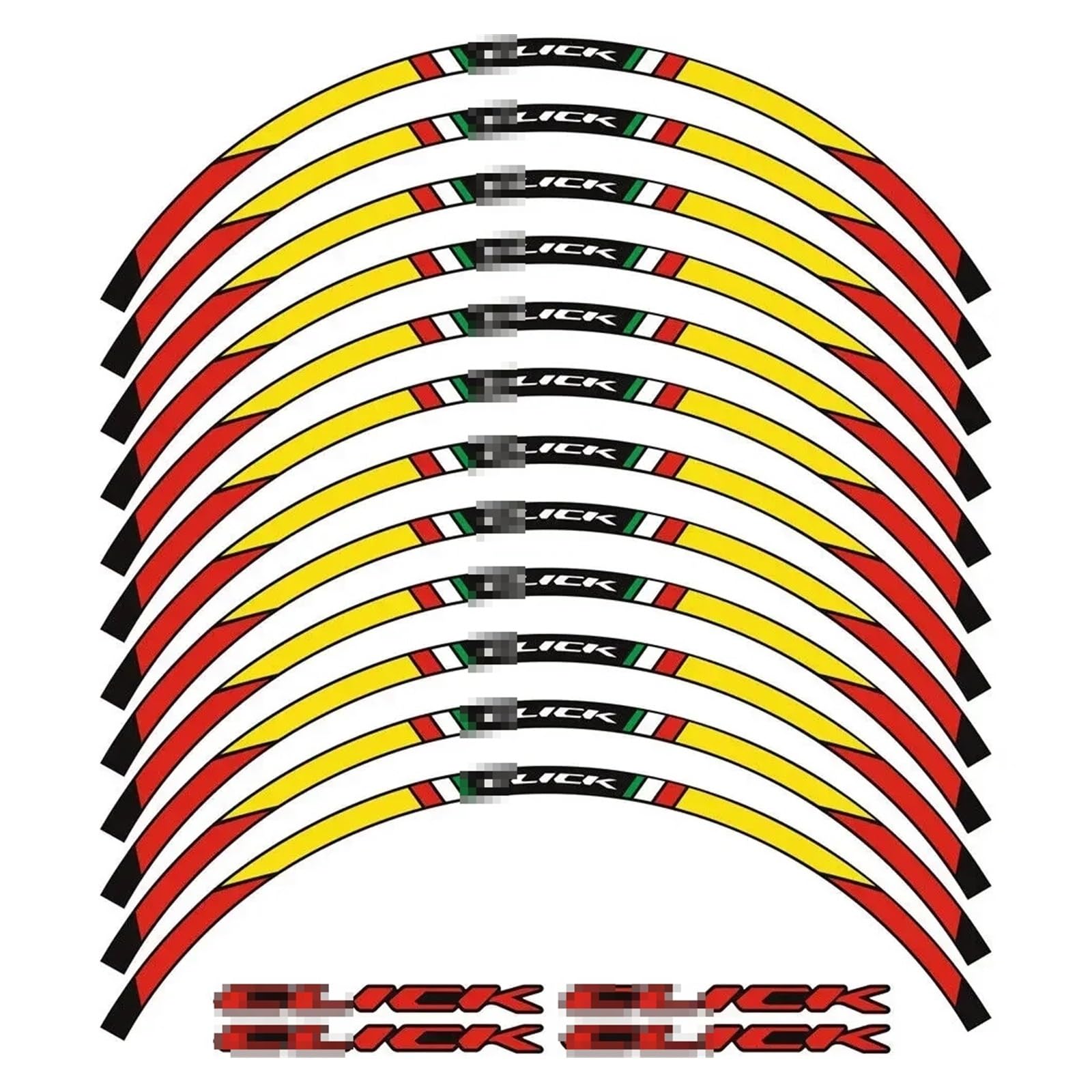 Für H&ONDA Für C&Lick 125i 150i 160i 14 Zoll Motorradaufkleber Radnabenaufkleber Felgenreflektierende Aufkleber Streifenband-Set Motorrad-Felgenaufkleber(Red Yellow Black) von yjzYHL