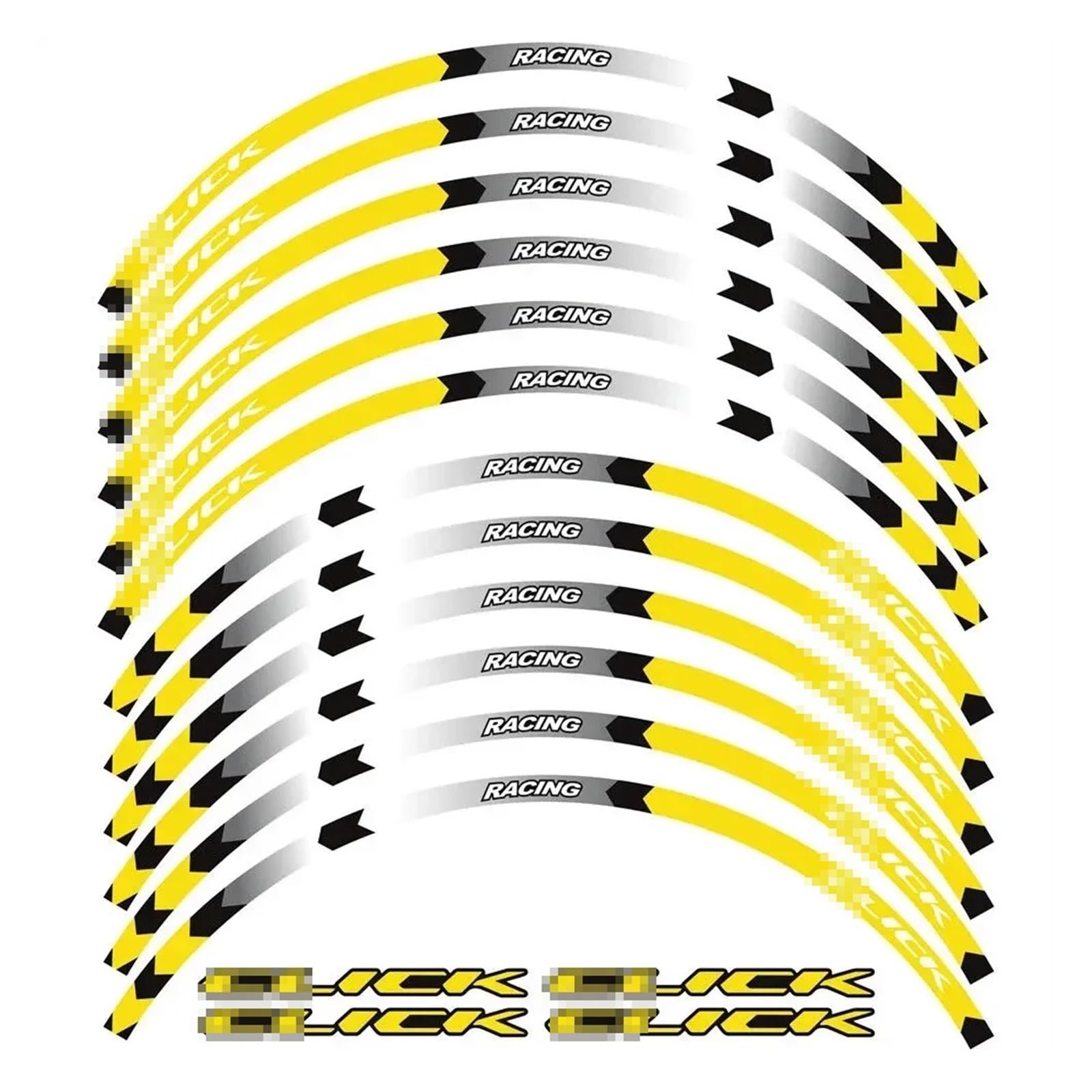 Für H&ONDA Für C&Lick 125i 150i 160i 14 Zoll Motorradaufkleber Radnabenaufkleber Felgenreflektierende Aufkleber Streifenband-Set Motorrad-Felgenaufkleber(Yellow-A) von yjzYHL