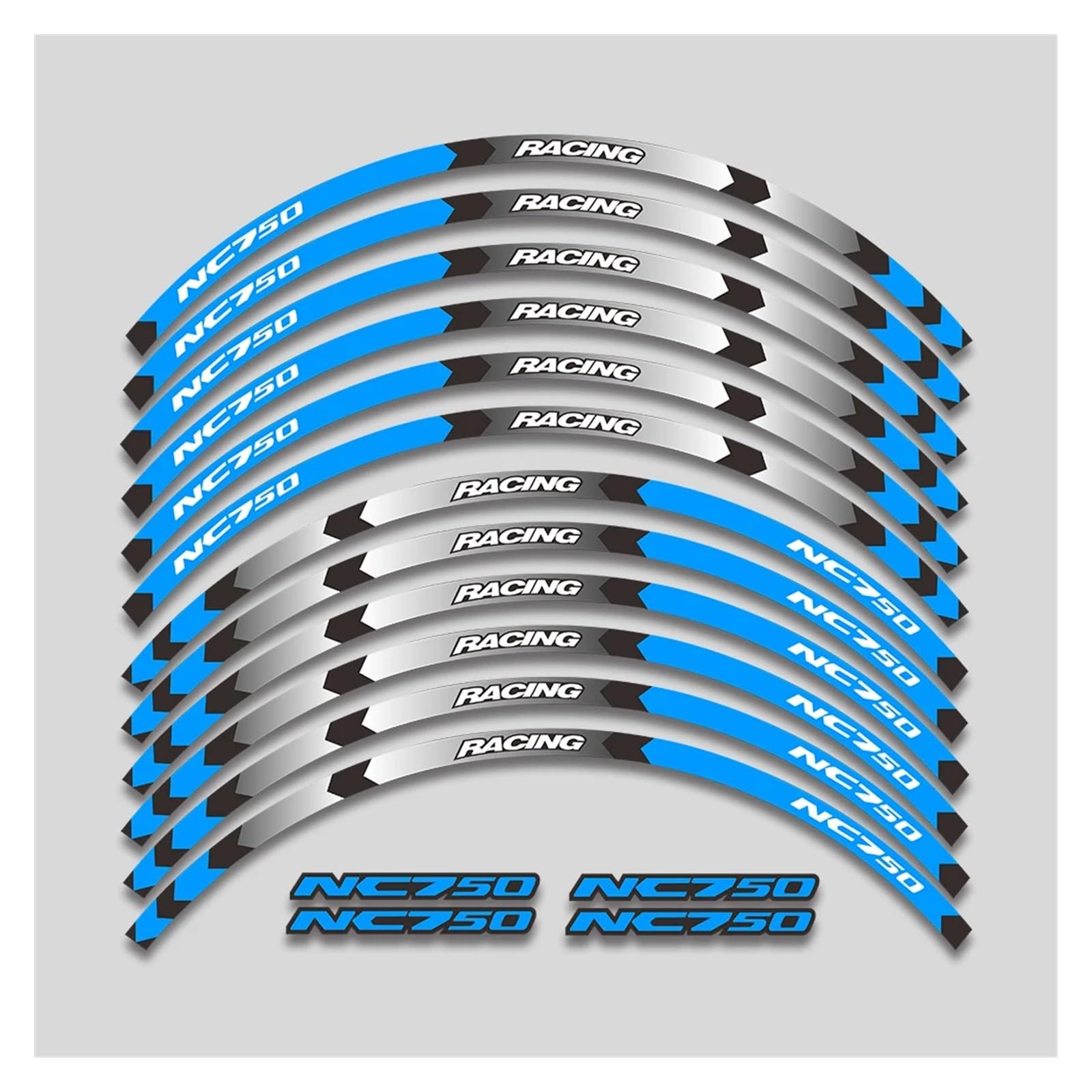 Für H&ONDA NC 750S NC 750X NC 750 NC750 Nc750 X/s 17-Zoll-Rad-Reflexstreifen-Set wasserdichte Motorradfelgenaufkleber Abziehbilder Motorrad-Felgenaufkleber(1L A Bule) von yjzYHL