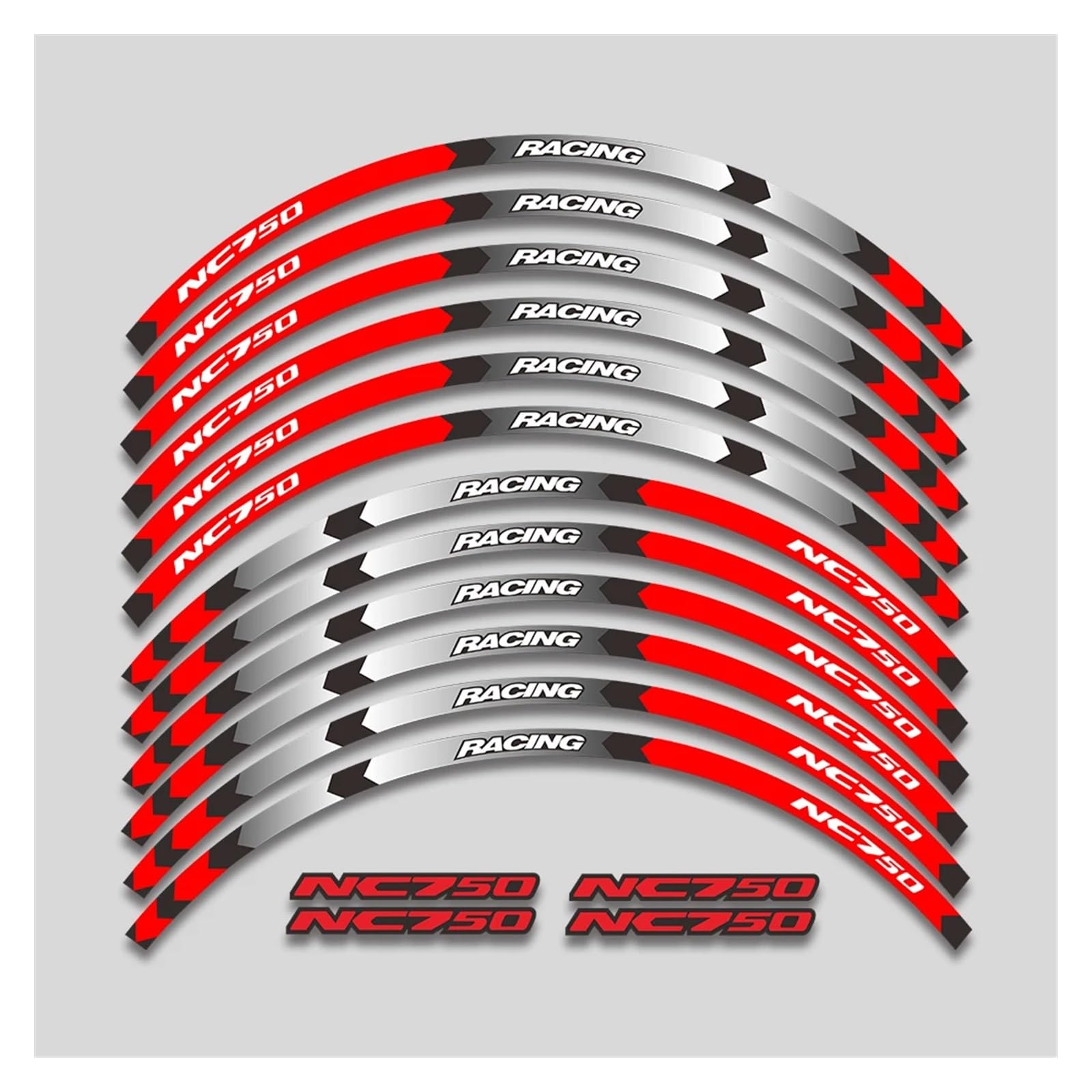 Für H&ONDA NC 750S NC 750X NC 750 NC750 Nc750 X/s 17-Zoll-Rad-Reflexstreifen-Set wasserdichte Motorradfelgenaufkleber Abziehbilder Motorrad-Felgenaufkleber(1L A Red) von yjzYHL