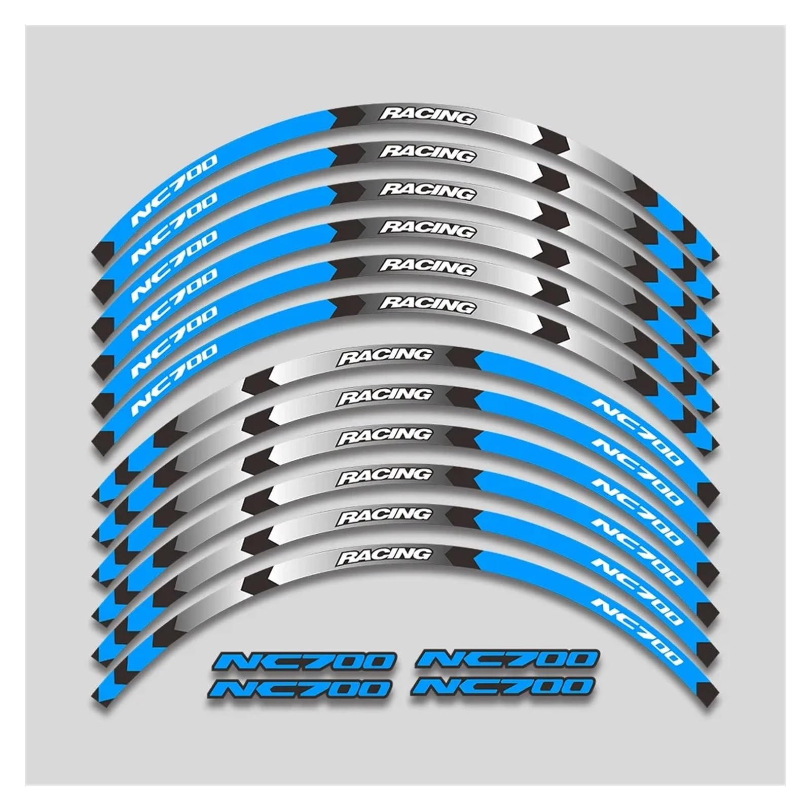 Für H&ONDA NC700 NC 700 17-Zoll-Motorrad-Rad-Klebeband-Aufkleber-Abziehbilder Heißer Stil Rad Reifen Felge Aufkleber Motorrad-Felgenaufkleber(1L A Bule) von yjzYHL