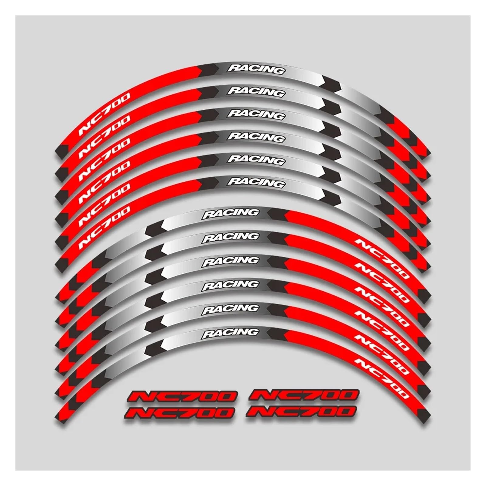 Für H&ONDA NC700 NC 700 17-Zoll-Motorrad-Rad-Klebeband-Aufkleber-Abziehbilder Heißer Stil Rad Reifen Felge Aufkleber Motorrad-Felgenaufkleber(1L A Red) von yjzYHL