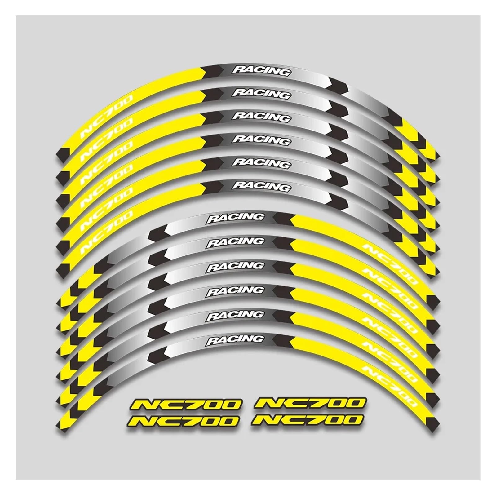 Für H&ONDA NC700 NC 700 17-Zoll-Motorrad-Rad-Klebeband-Aufkleber-Abziehbilder Heißer Stil Rad Reifen Felge Aufkleber Motorrad-Felgenaufkleber(1L A Yellow) von yjzYHL