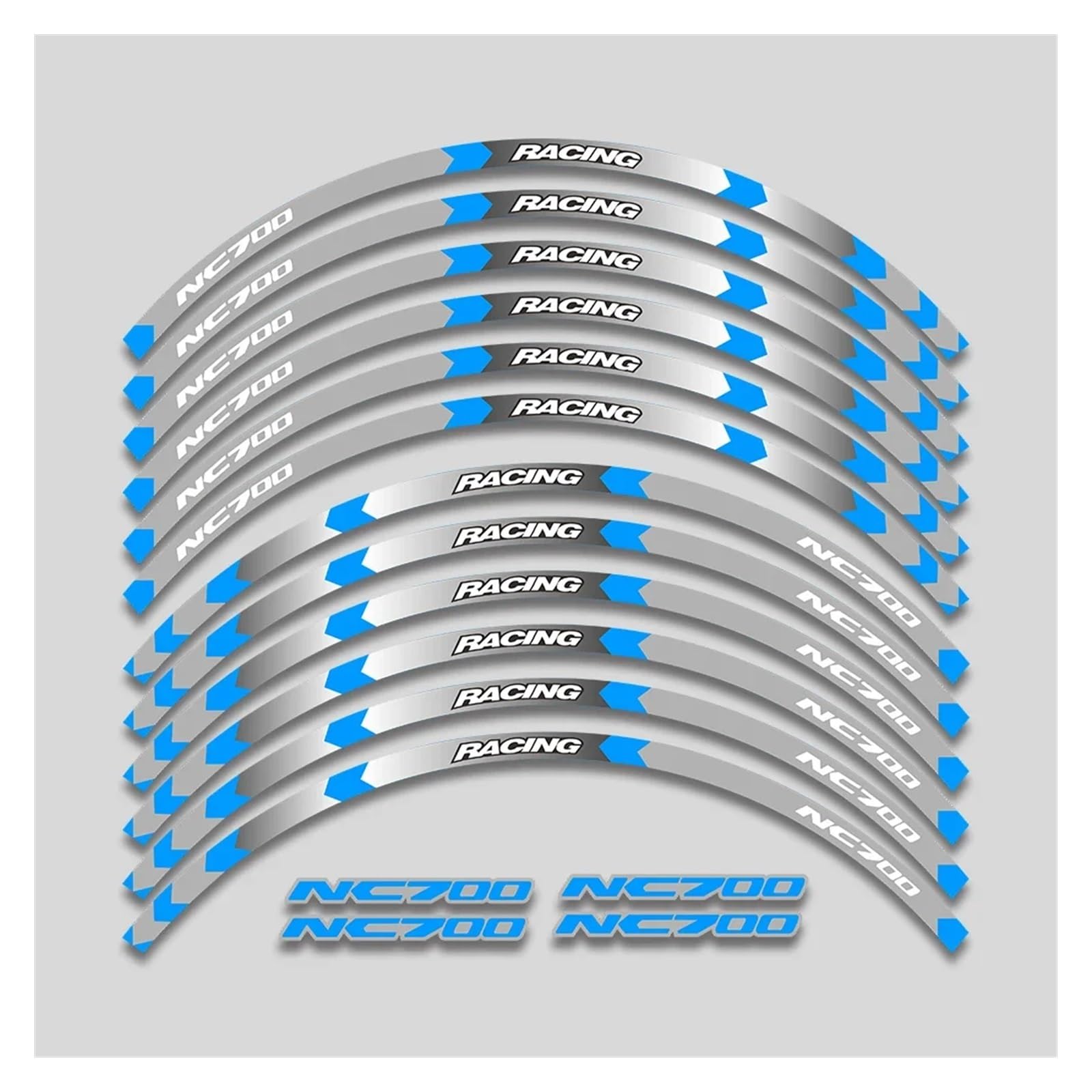 Für H&ONDA NC700 NC 700 17-Zoll-Motorrad-Rad-Klebeband-Aufkleber-Abziehbilder Heißer Stil Rad Reifen Felge Aufkleber Motorrad-Felgenaufkleber(1L B Bule) von yjzYHL