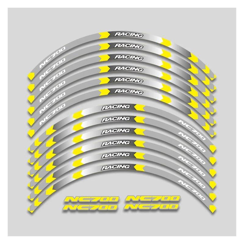 Für H&ONDA NC700 NC 700 17-Zoll-Motorrad-Rad-Klebeband-Aufkleber-Abziehbilder Heißer Stil Rad Reifen Felge Aufkleber Motorrad-Felgenaufkleber(1L B Red) von yjzYHL