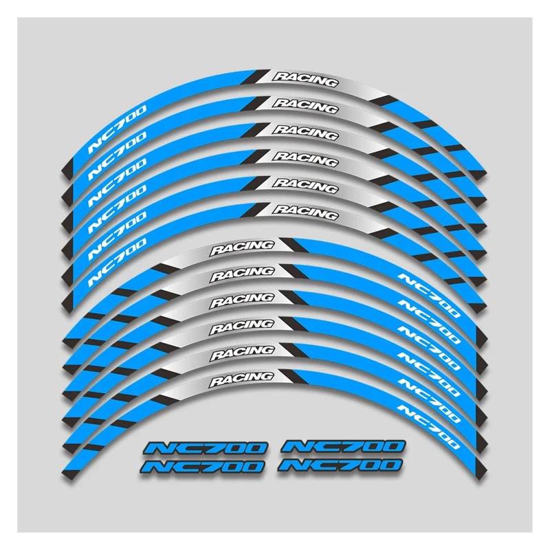 Für H&ONDA NC700 NC 700 17-Zoll-Motorrad-Rad-Klebeband-Aufkleber-Abziehbilder Heißer Stil Rad Reifen Felge Aufkleber Motorrad-Felgenaufkleber(2L A Bule) von yjzYHL