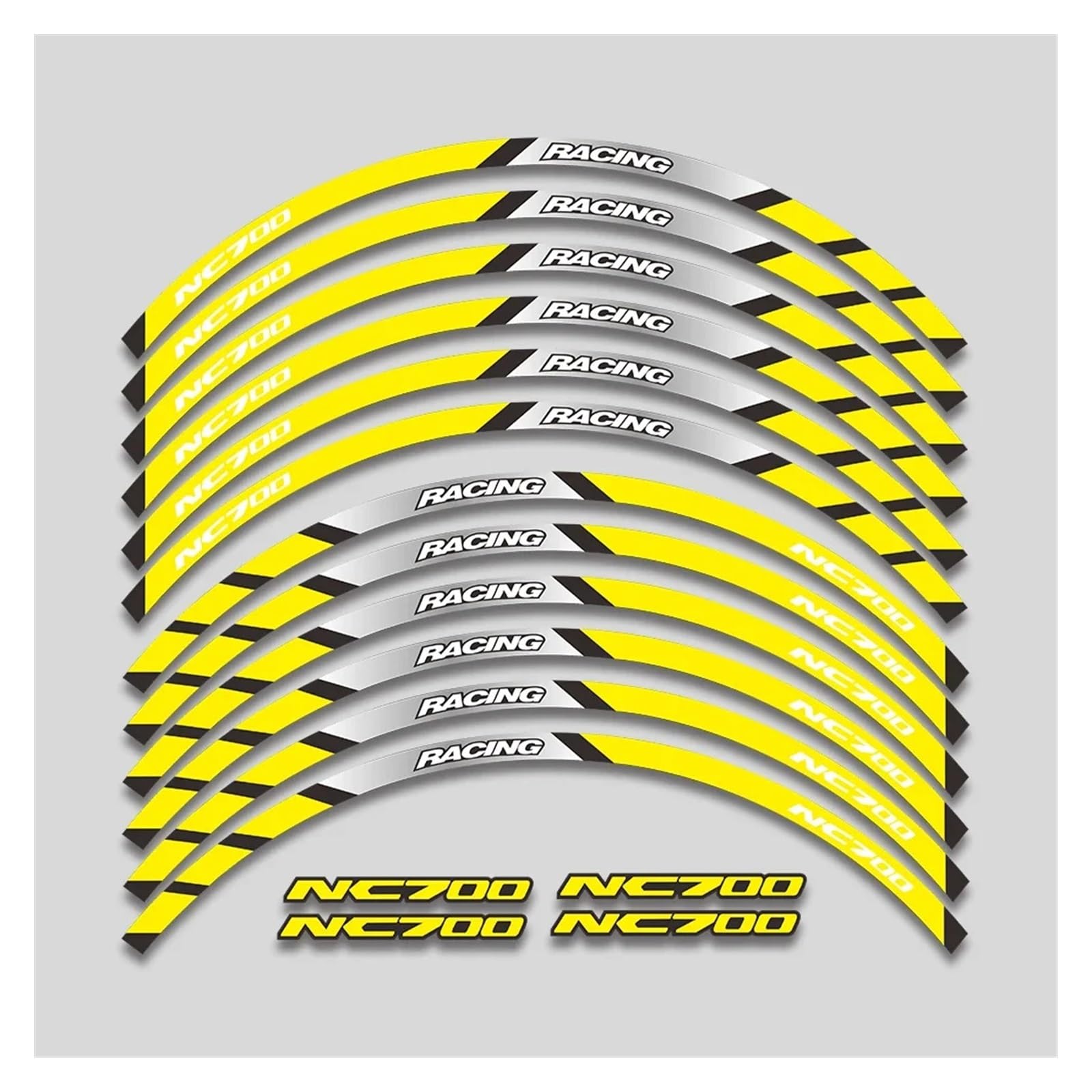 Für H&ONDA NC700 NC 700 17-Zoll-Motorrad-Rad-Klebeband-Aufkleber-Abziehbilder Heißer Stil Rad Reifen Felge Aufkleber Motorrad-Felgenaufkleber(2L A Yellow) von yjzYHL