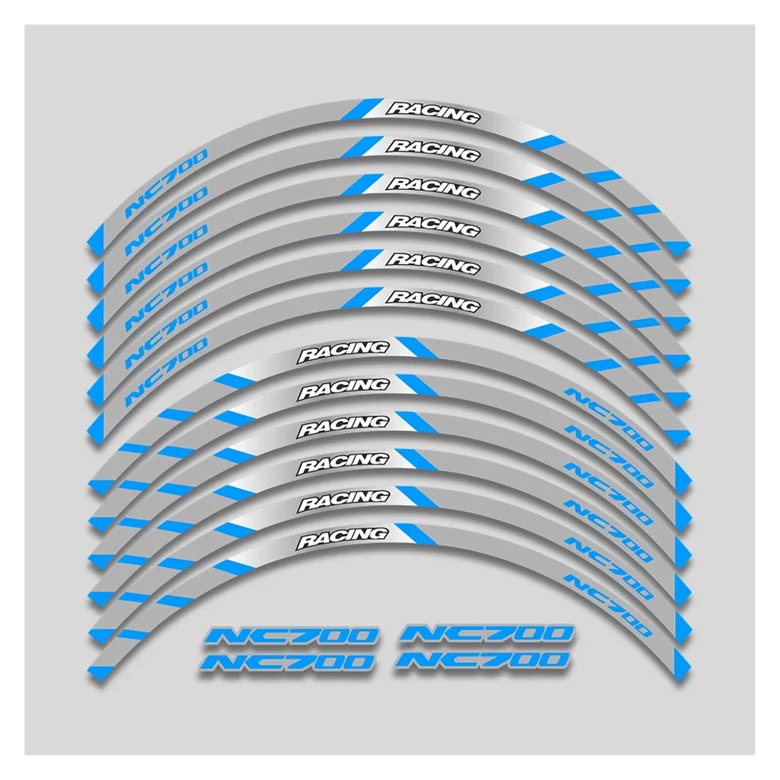 Für H&ONDA NC700 NC 700 17-Zoll-Motorrad-Rad-Klebeband-Aufkleber-Abziehbilder Heißer Stil Rad Reifen Felge Aufkleber Motorrad-Felgenaufkleber(2L B Bule) von yjzYHL