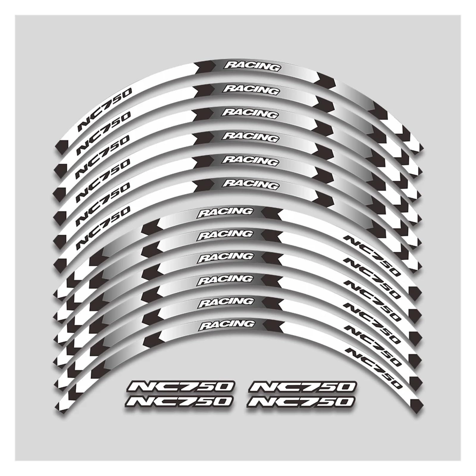 Für H&ONDA NC750S NC750X NC750 NC 750x 750s 750 XS Motorradaufkleber Räder Hub Decals Felge Reflektierende Streifen Band Motorrad-Felgenaufkleber(1L A White) von yjzYHL