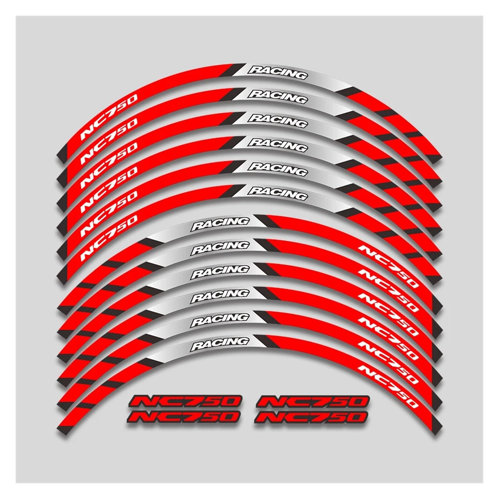 Für H&ONDA NC750S NC750X NC750 NC 750x 750s 750 XS Motorradaufkleber Räder Hub Decals Felge Reflektierende Streifen Band Motorrad-Felgenaufkleber(2L A Red) von yjzYHL