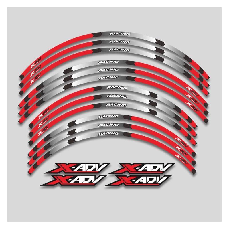 Für H&ONDA X-ADV750 X ADV750 Xadv 750 Motorradaufkleber Räder Reflektierende Streifenband Felgenreifen Dekorative Aufkleber Set Motorrad-Felgenaufkleber(1L Red) von yjzYHL