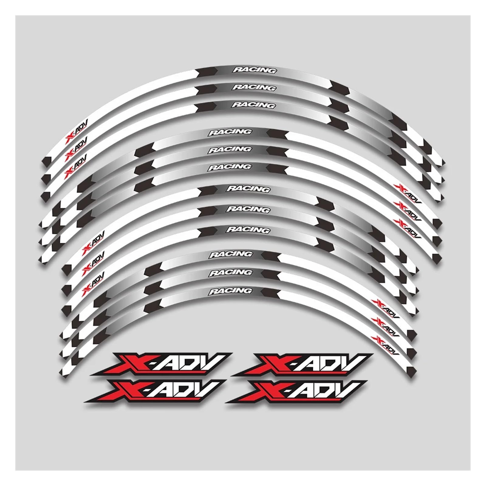 Für H&ONDA X-ADV750 X ADV750 Xadv 750 Motorradaufkleber Räder Reflektierende Streifenband Felgenreifen Dekorative Aufkleber Set Motorrad-Felgenaufkleber(1L White) von yjzYHL