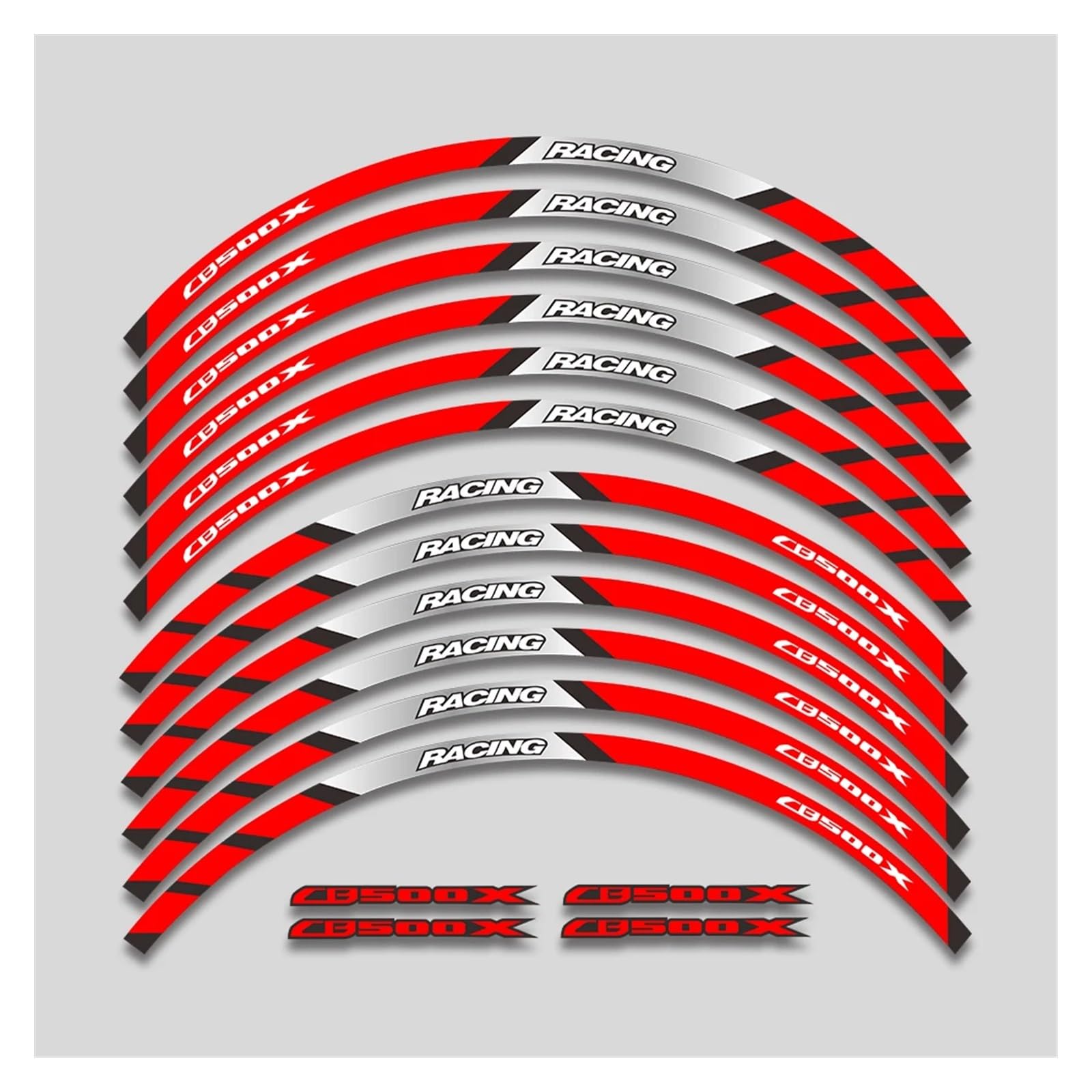 Für H&onda CB500X CB 500 CB500 X 500X Motorradräder Nabenaufkleber Reflektierendes Streifenband Reifen Dekoratives Aufkleberset Motorrad-Felgenaufkleber(2L A Red) von yjzYHL