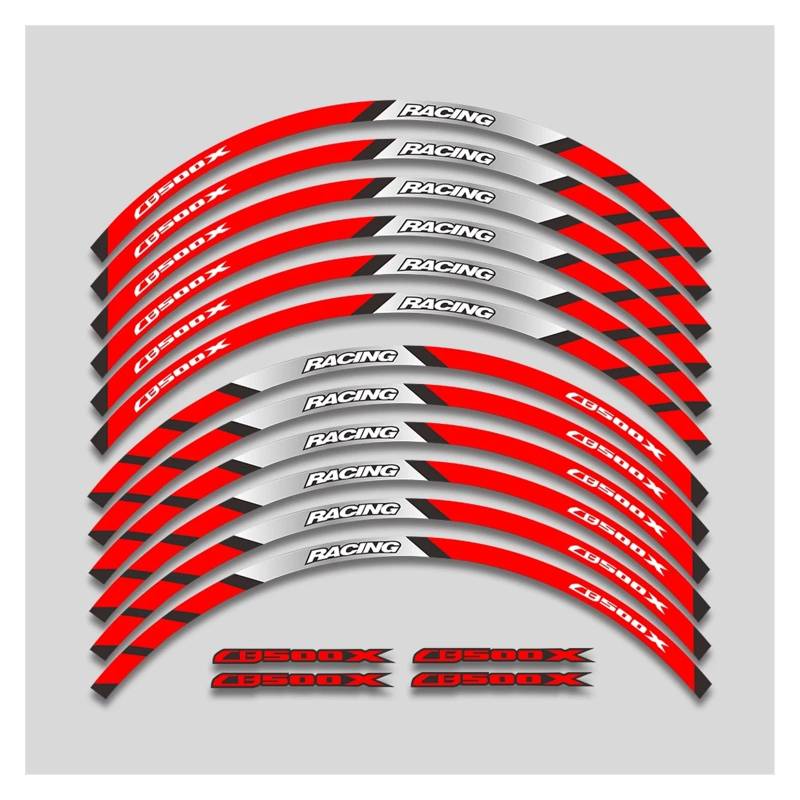 Für H&onda CB500X CB 500 CB500 X 500X Motorradräder Nabenaufkleber Reflektierendes Streifenband Reifen Dekoratives Aufkleberset Motorrad-Felgenaufkleber(2L A Red) von yjzYHL