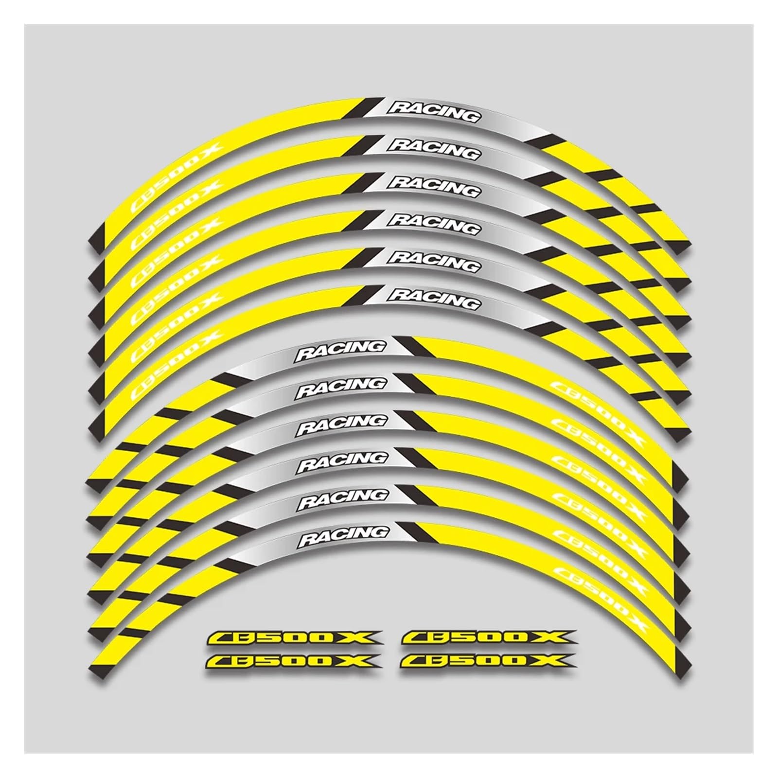 Für H&onda CB500X CB 500 X Cb500 X Motorradräder Aufkleber Reflektierende Streifenband Felgenreifen Dekorative Aufkleber Set Motorrad-Felgenaufkleber(2L A Yellow) von yjzYHL