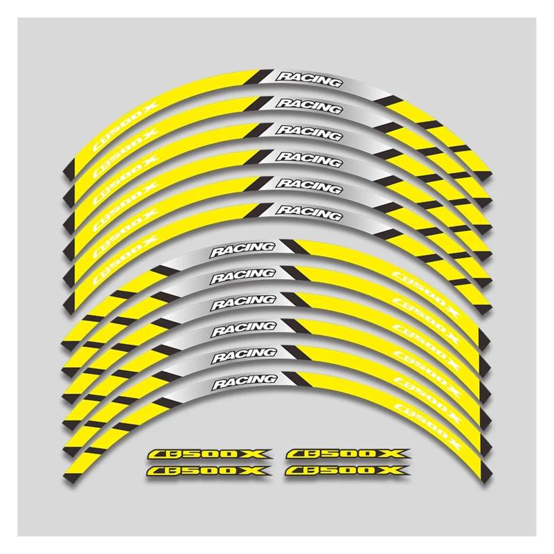 Für H&onda CB500X CB 500 X Cb500 X Motorradräder Aufkleber Reflektierende Streifenband Felgenreifen Dekorative Aufkleber Set Motorrad-Felgenaufkleber(2L A Yellow) von yjzYHL