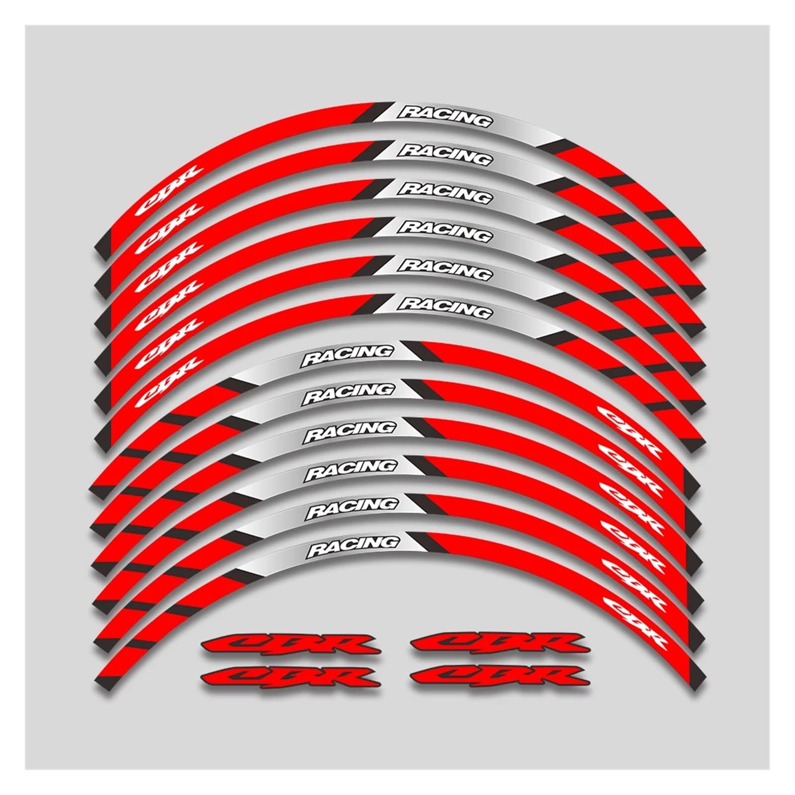 Für H&onda CBR250 RR CBR400 RR CBR600 RR CBR1000 RR Motorradaufkleber Felgenreifen Reflektierende Streifenräder Abziehbilder Motorrad-Felgenaufkleber(2L A Red) von yjzYHL