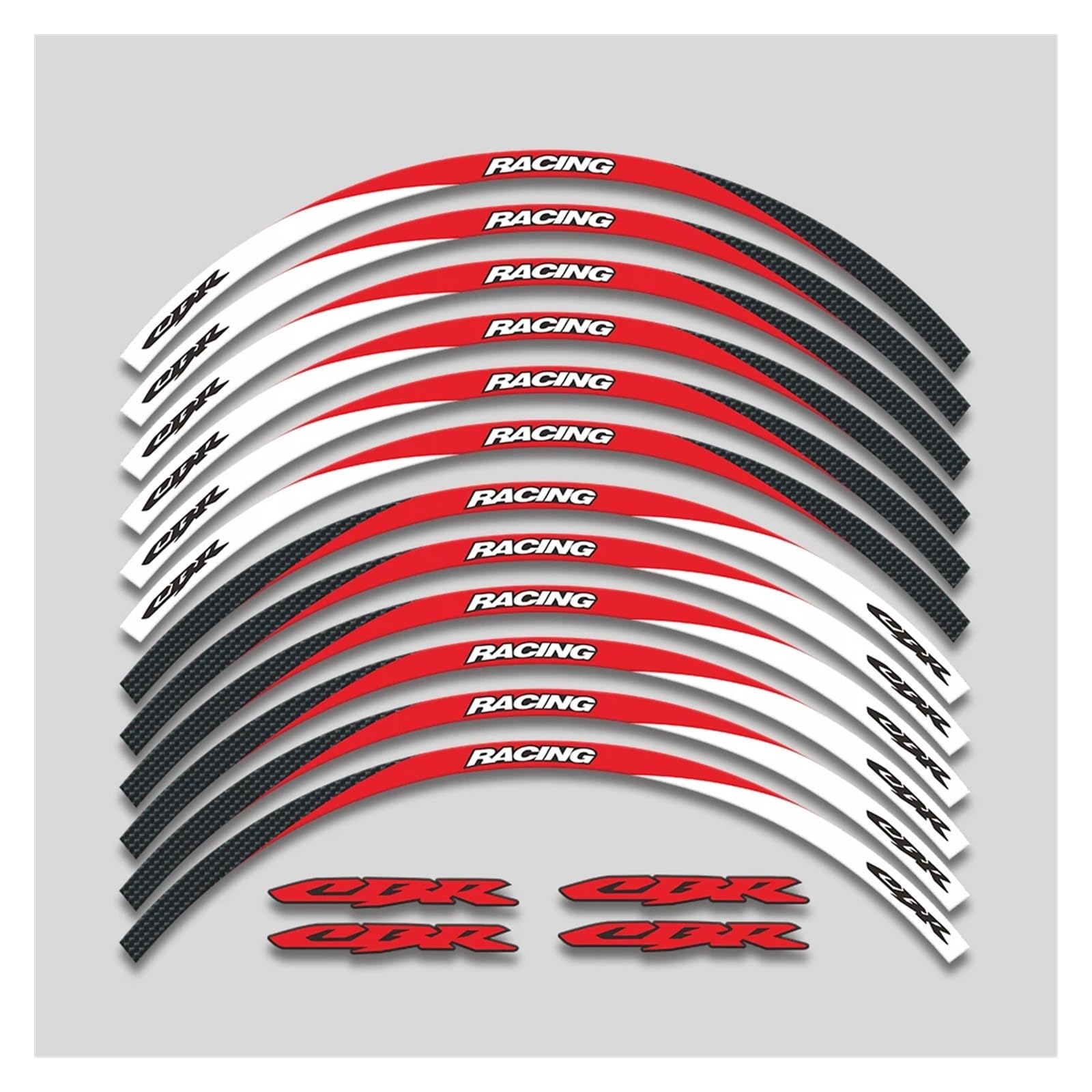 Für H&onda CBR250 RR CBR400 RR CBR600 RR CBR1000 RR Motorradaufkleber Felgenreifen Reflektierende Streifenräder Abziehbilder Motorrad-Felgenaufkleber(3L A Red) von yjzYHL