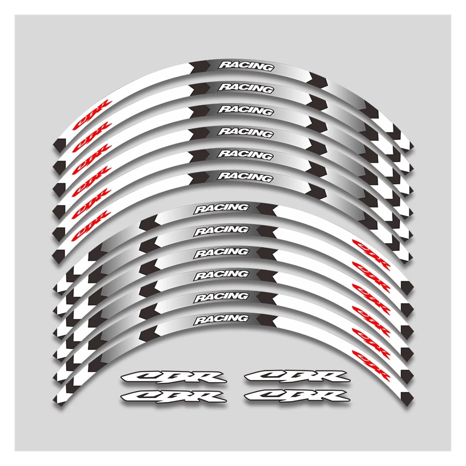 Für H&onda CBR250RR CBR400RR CBR600RR CBR1000RR Motorradräder Nabenaufkleber Felgenreifenaufkleber Reflektierendes Streifenband Motorrad-Felgenaufkleber(1L A White) von yjzYHL